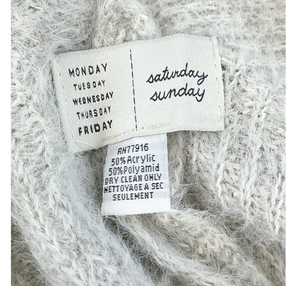 Anthropologie Saturday Sunday Colorblock Kimono Poncho Sweater Gray Cream - Picture 5 of 7